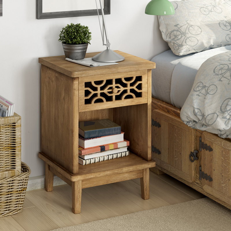 1/11nFarmhouse Nightstand, Bedide Table with Drawer and Shelf, outlet Wood Storage